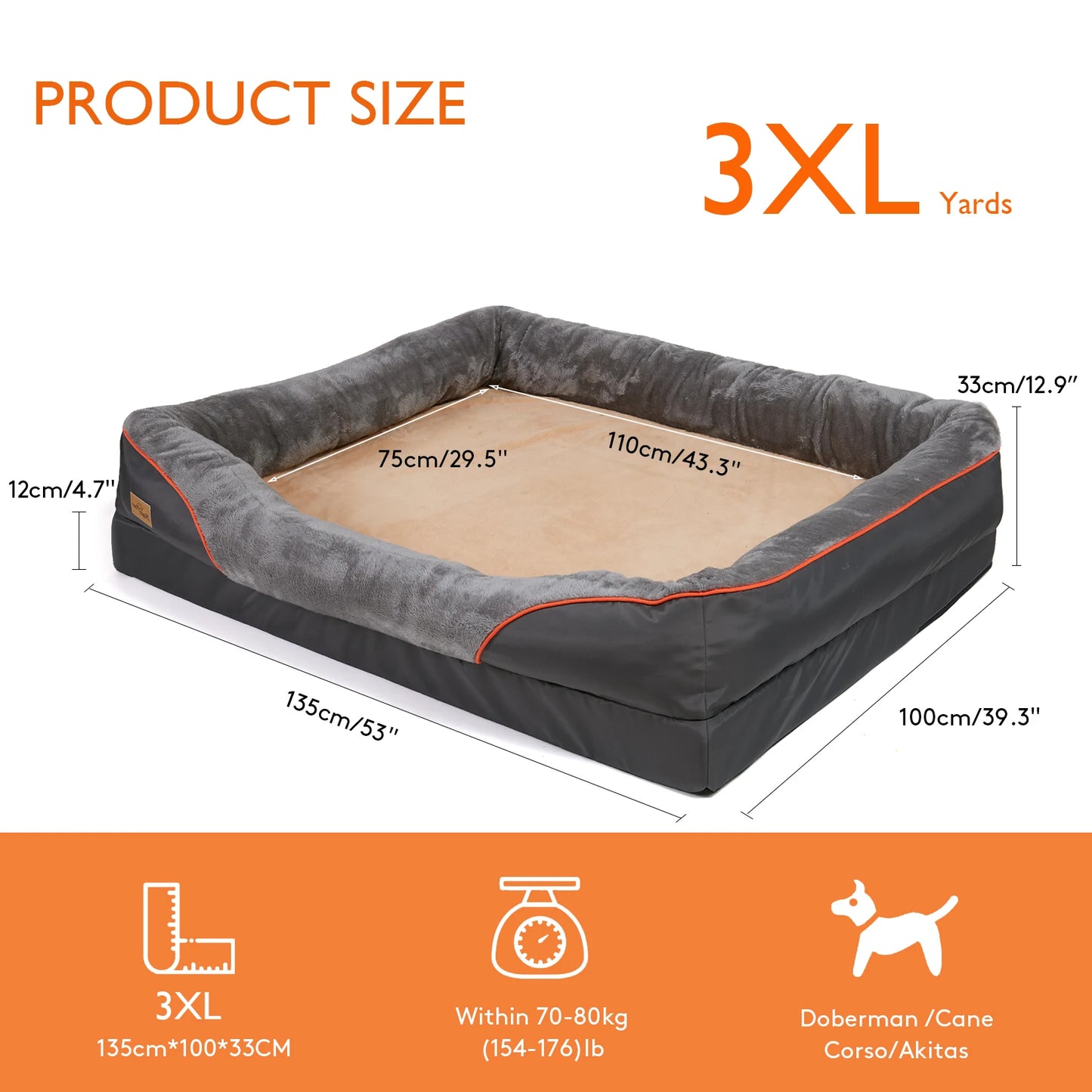 BINGOPAW Large Dog Bed Ultra Cozy Fleece Waterproof Cover