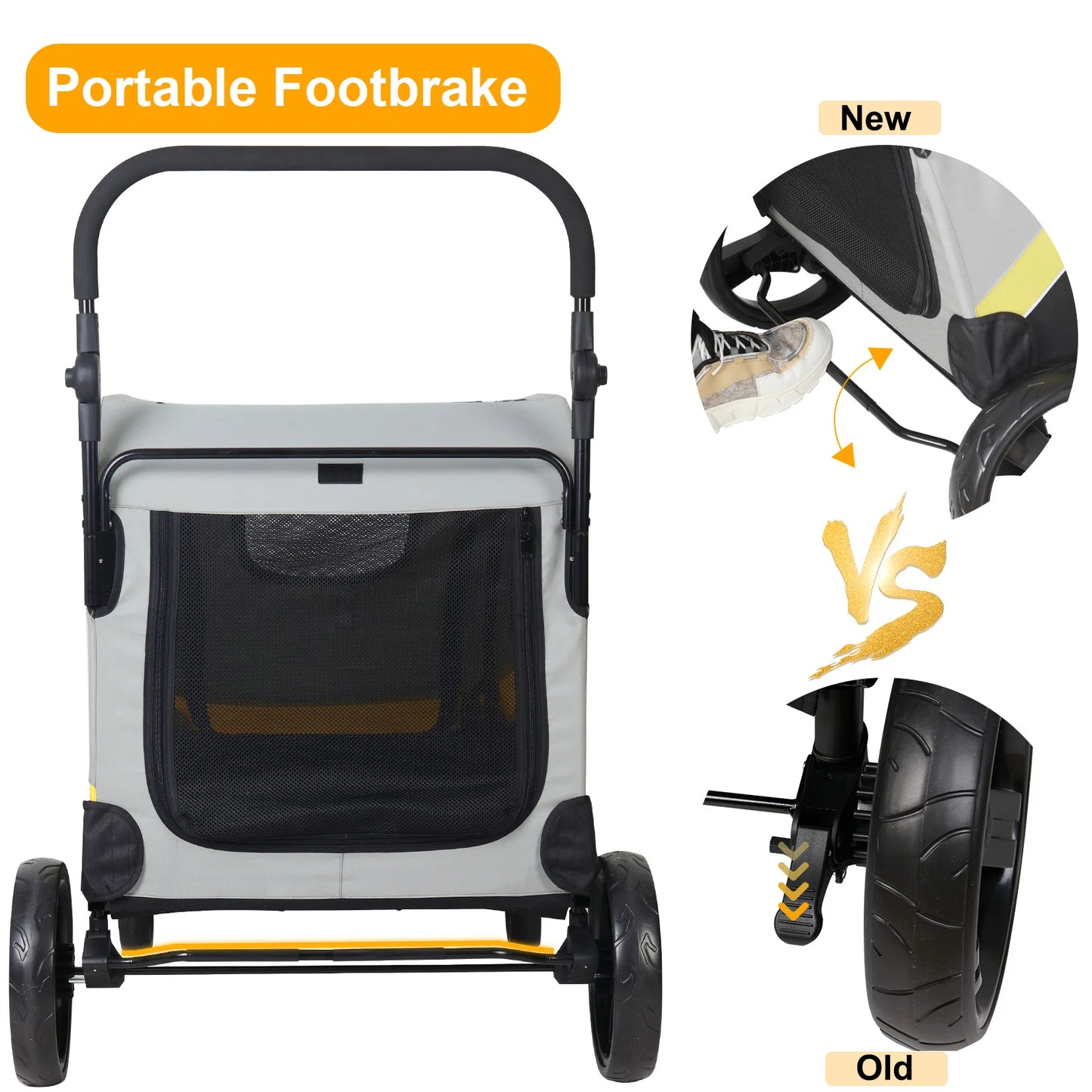 Premium Four Wheel Dog Stroller Foldable Cart For All Sizes