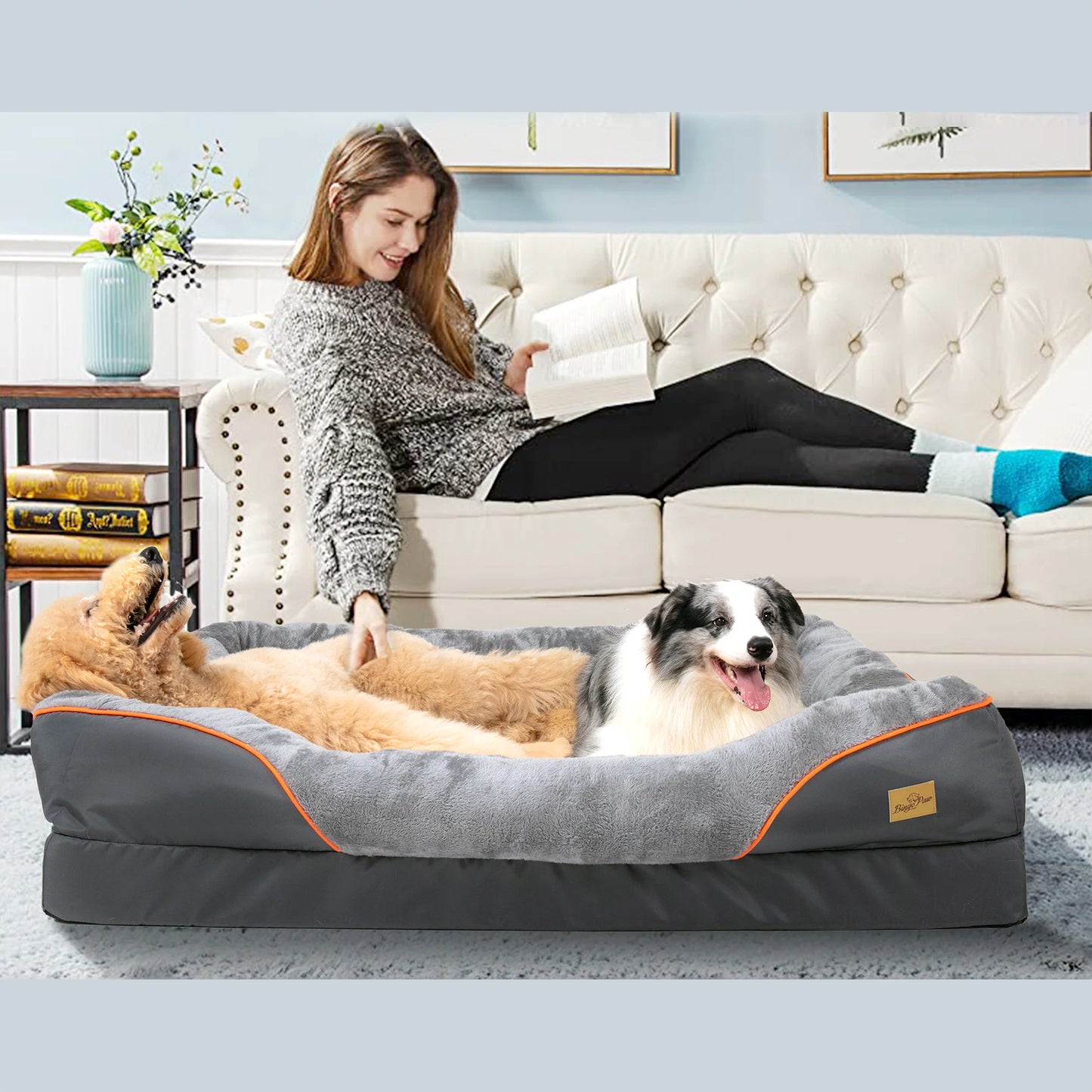 BINGOPAW Large Dog Bed Ultra Cozy Fleece Waterproof Cover