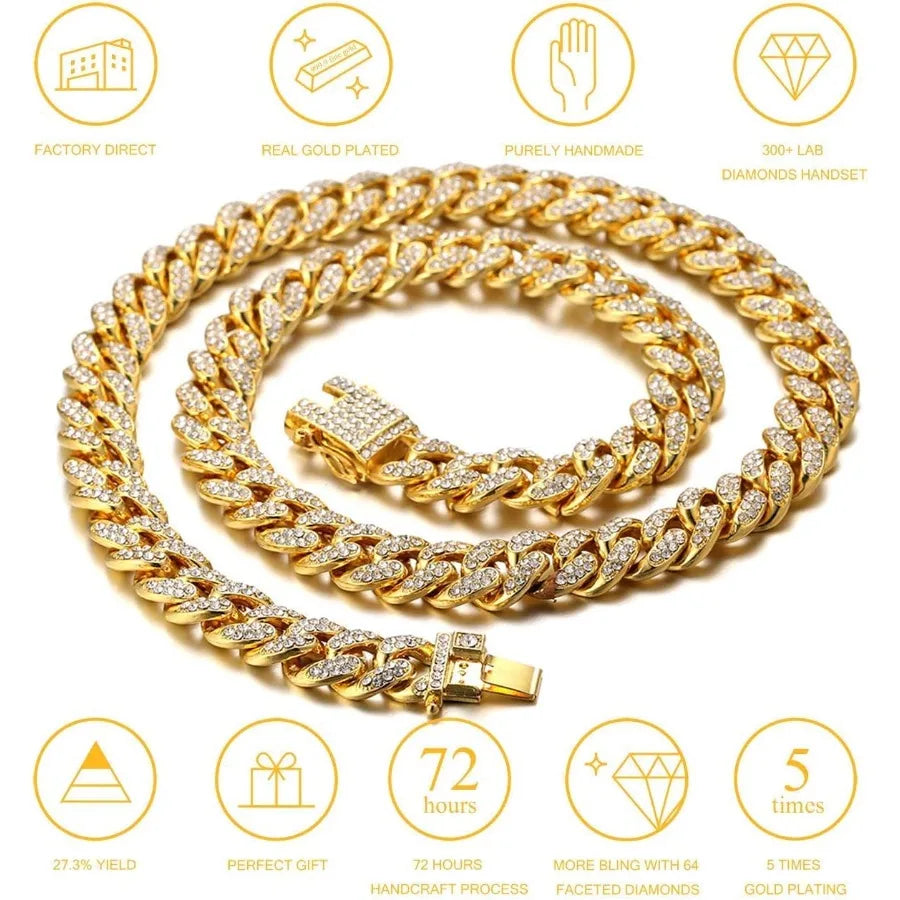 Hign Concerned Iced Diamond Cuban Link Cat Collar For Cats