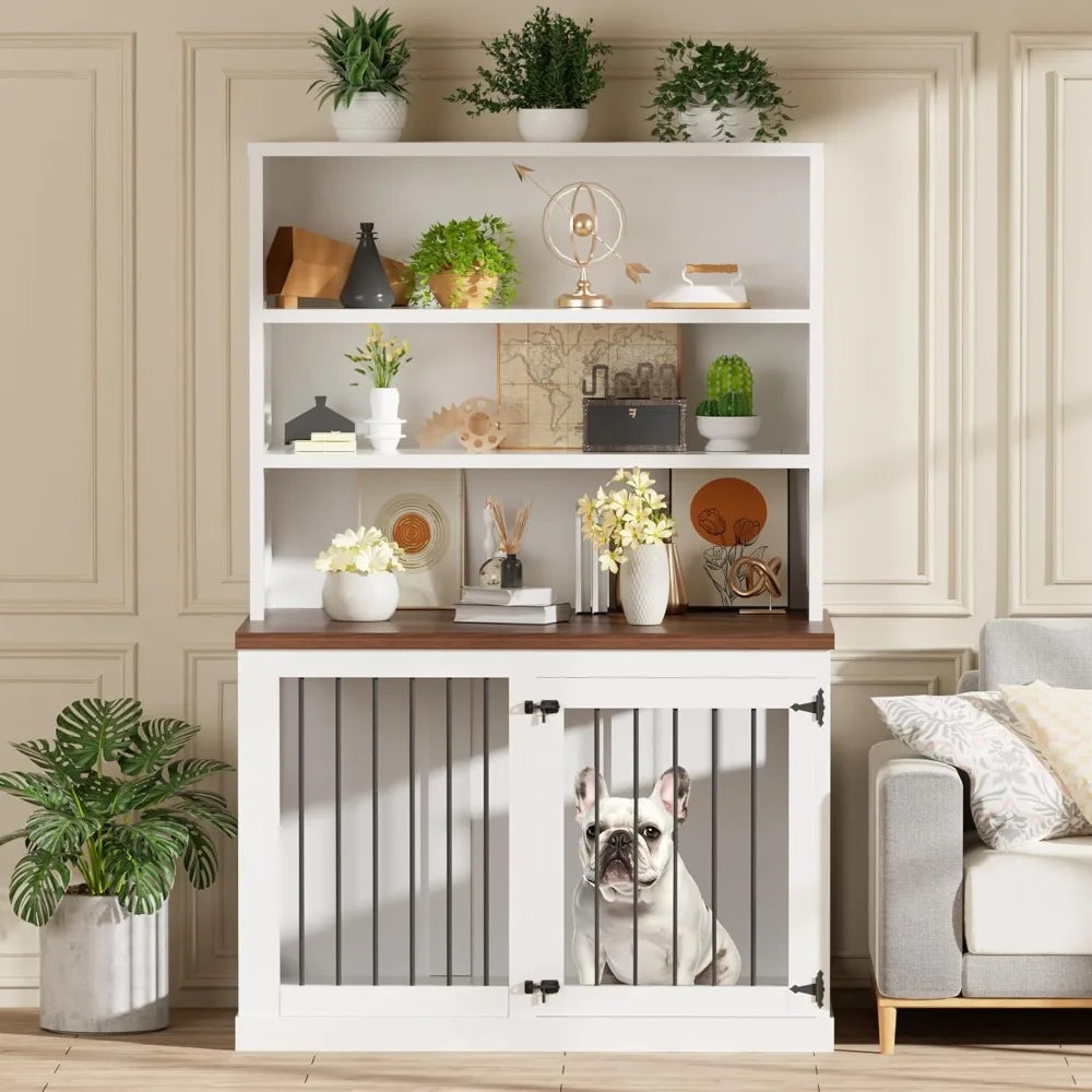 43 inches Furniture Style Dog Crate Wooden Dog Cage Indoor Heavy Duty Dog Kennel Decorative Pet Crate End Table for Large Medium