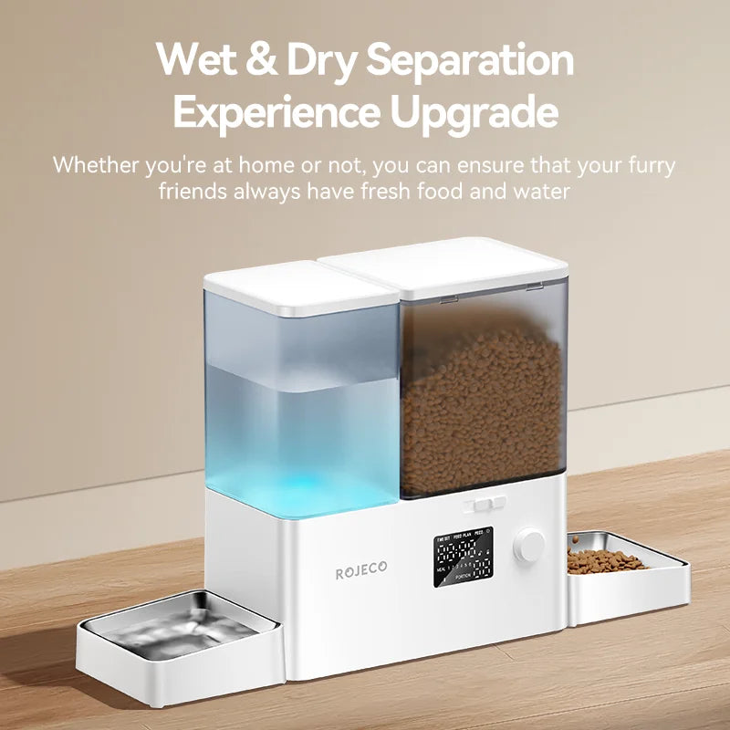 ROJECO 2 in 1 Automatic Pet Feeder and Water Fountain Dogs