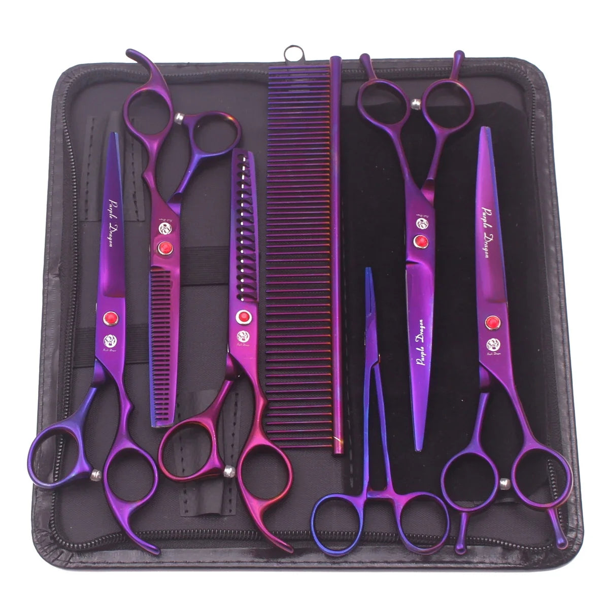 Purple Dragon Dog Grooming Scissors Kit 7 Inch Stainless