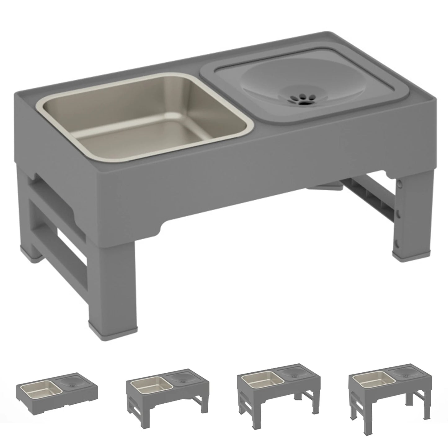 3 In 1 Stainless Steel Pet Slow Feed Water Bowls Set