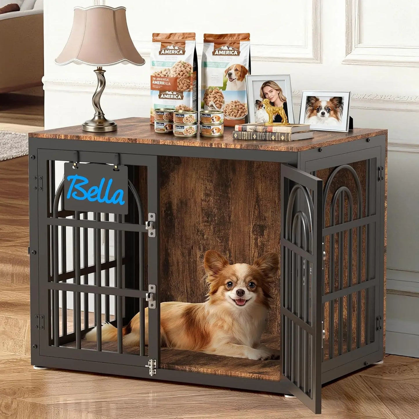 32" Dog Crate Furniture, Heavy Duty Dogs Crates, Doges Kennel Furniture Indoor for Small Dogs as TV Stand, Wooden Cage End Table