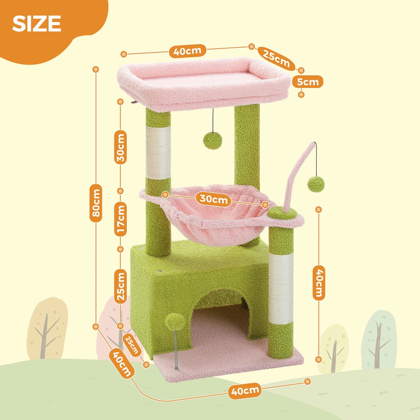 Cactus 4 In 1 Indoor Cat Tree With Oversized Condo