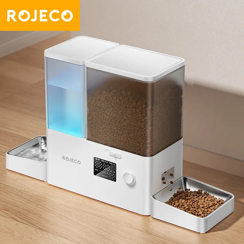 ROJECO 2 in 1 Automatic Pet Feeder and Water Fountain Dogs