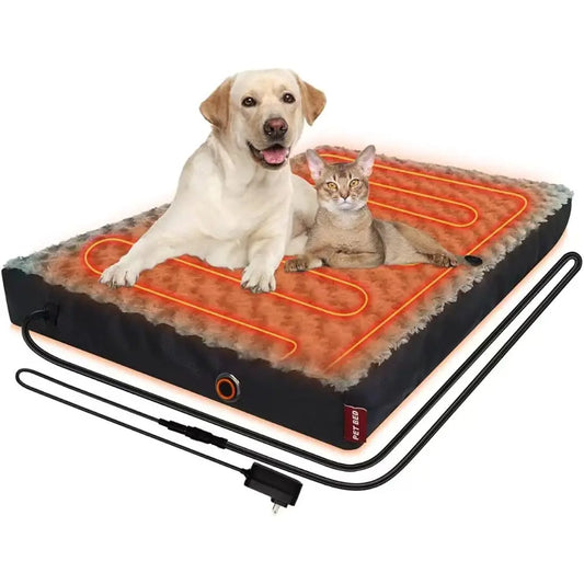 Heated Dog Bed With Thick Memory Foam Waterproof Cover