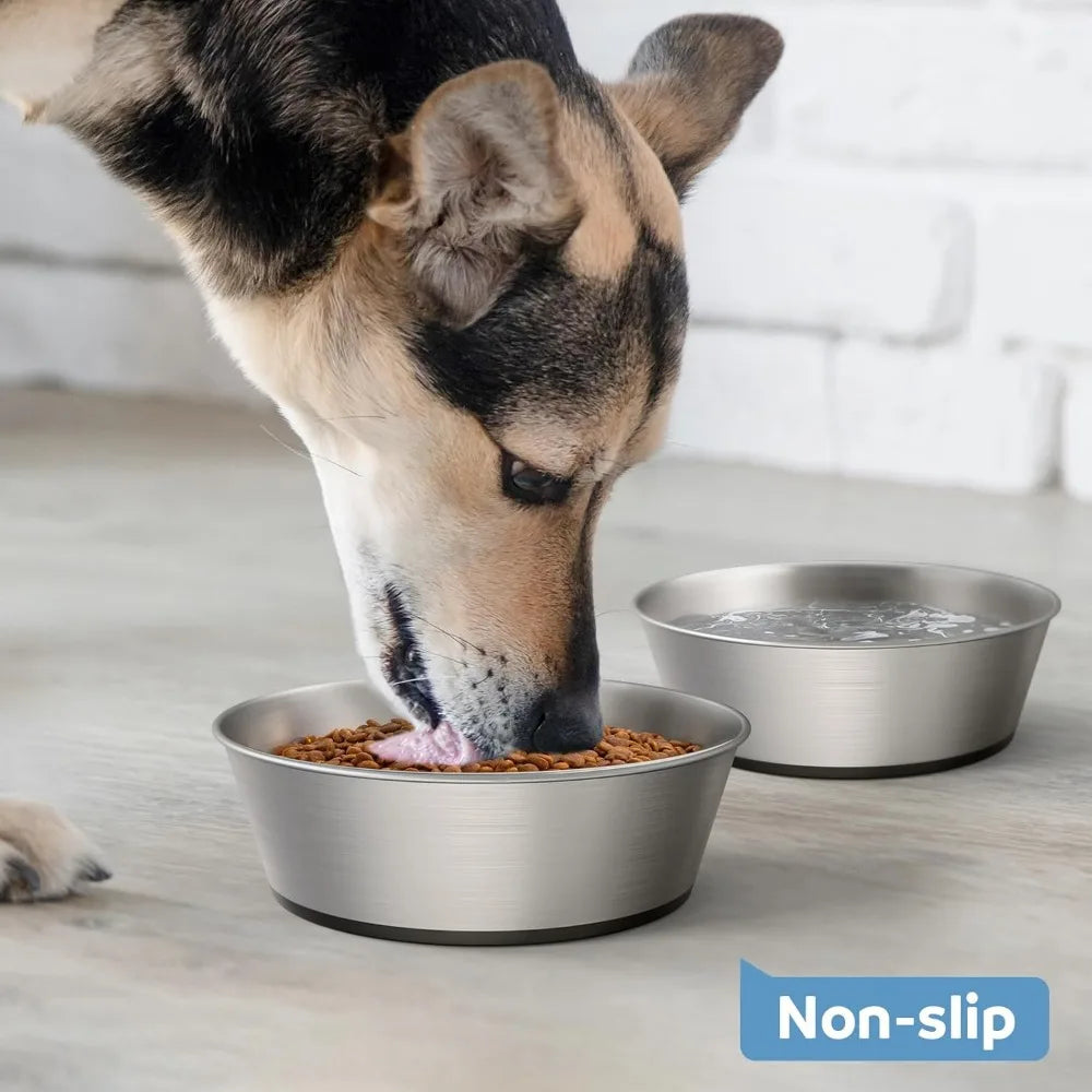 Breed 304 Stainless Steel Dog Bowls Set of 2 Non Slip Base