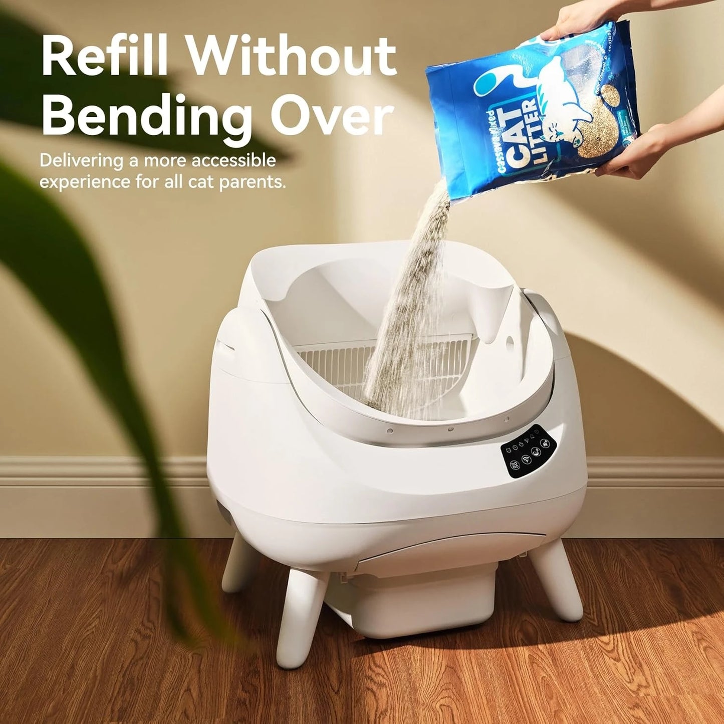 Self Cleaning Cat Litter Box, Open Top Automatic Litter Box, Safe Anti-Pinch, AI Waste Analysis Health Monitor for, Customized