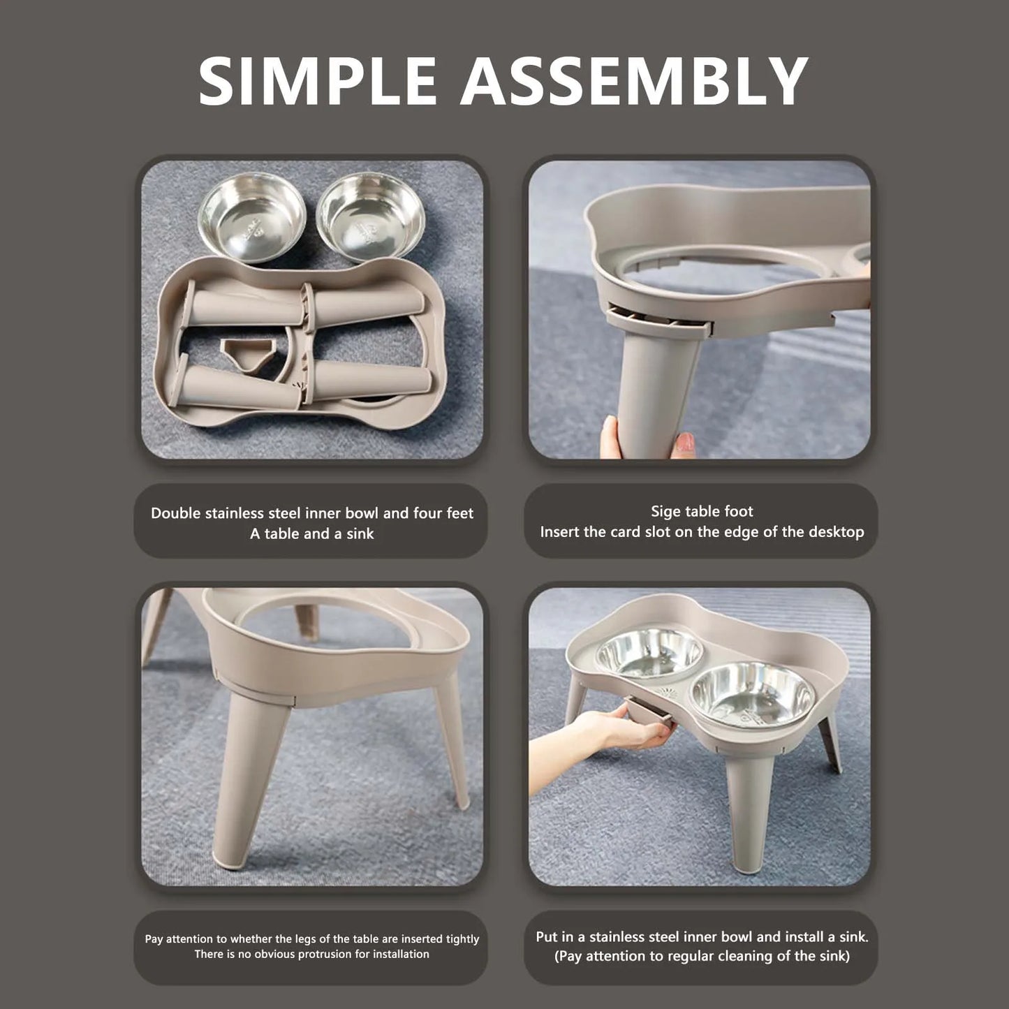 Stainless Steel Elevated Dog Bowl Non Slip No Spill Design