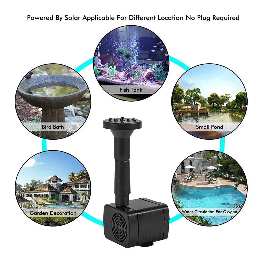 Solar Fountain Pump With 6 Nozzles For Ponds And Pools