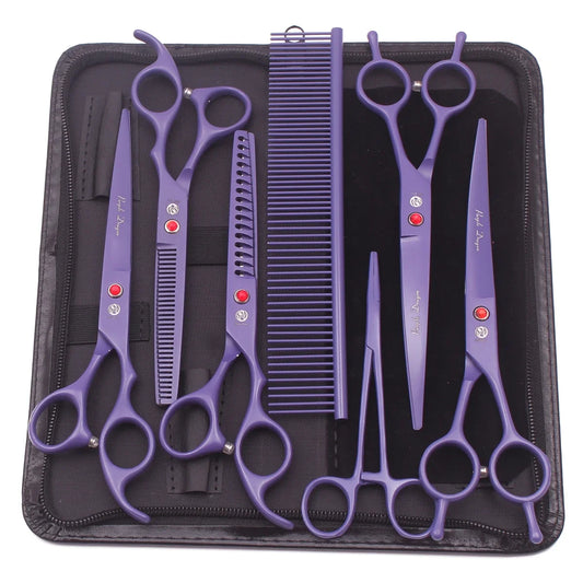 Purple Dragon Dog Grooming Scissors Kit 7 Inch Stainless