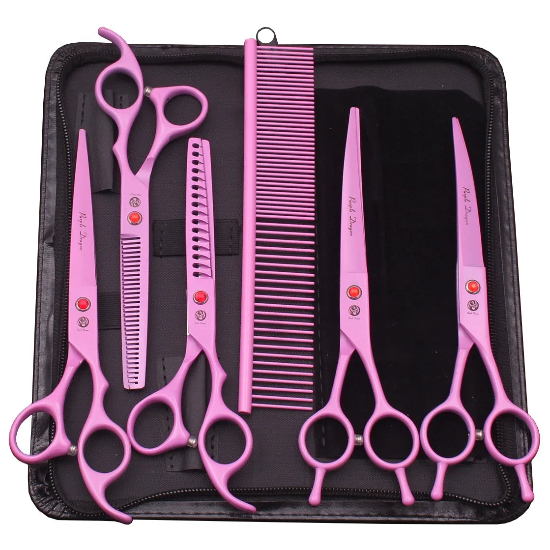Purple Dragon Dog Grooming Scissors Kit 7 Inch Stainless
