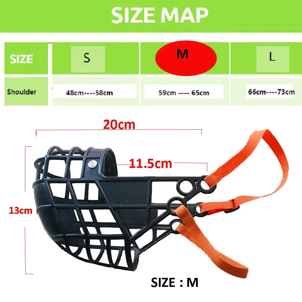 Adjustable Dog Muzzle Breathable Plastic Mouth Cover S M L