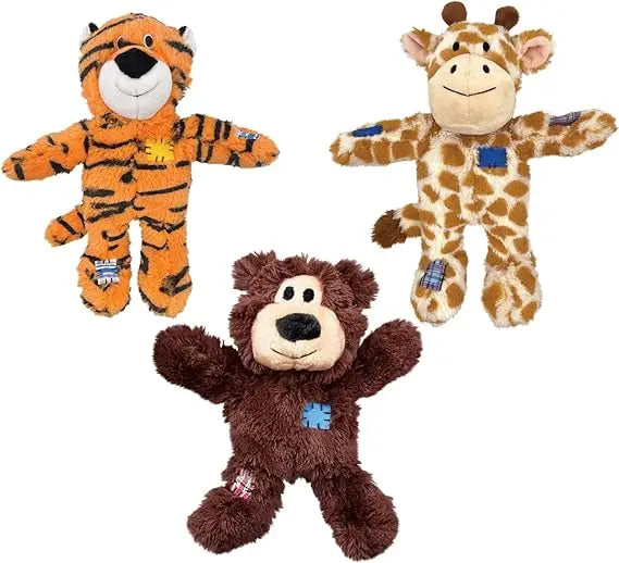 Kong Wild Knots Dog Toys Three Pack Bear Giraffe Tiger