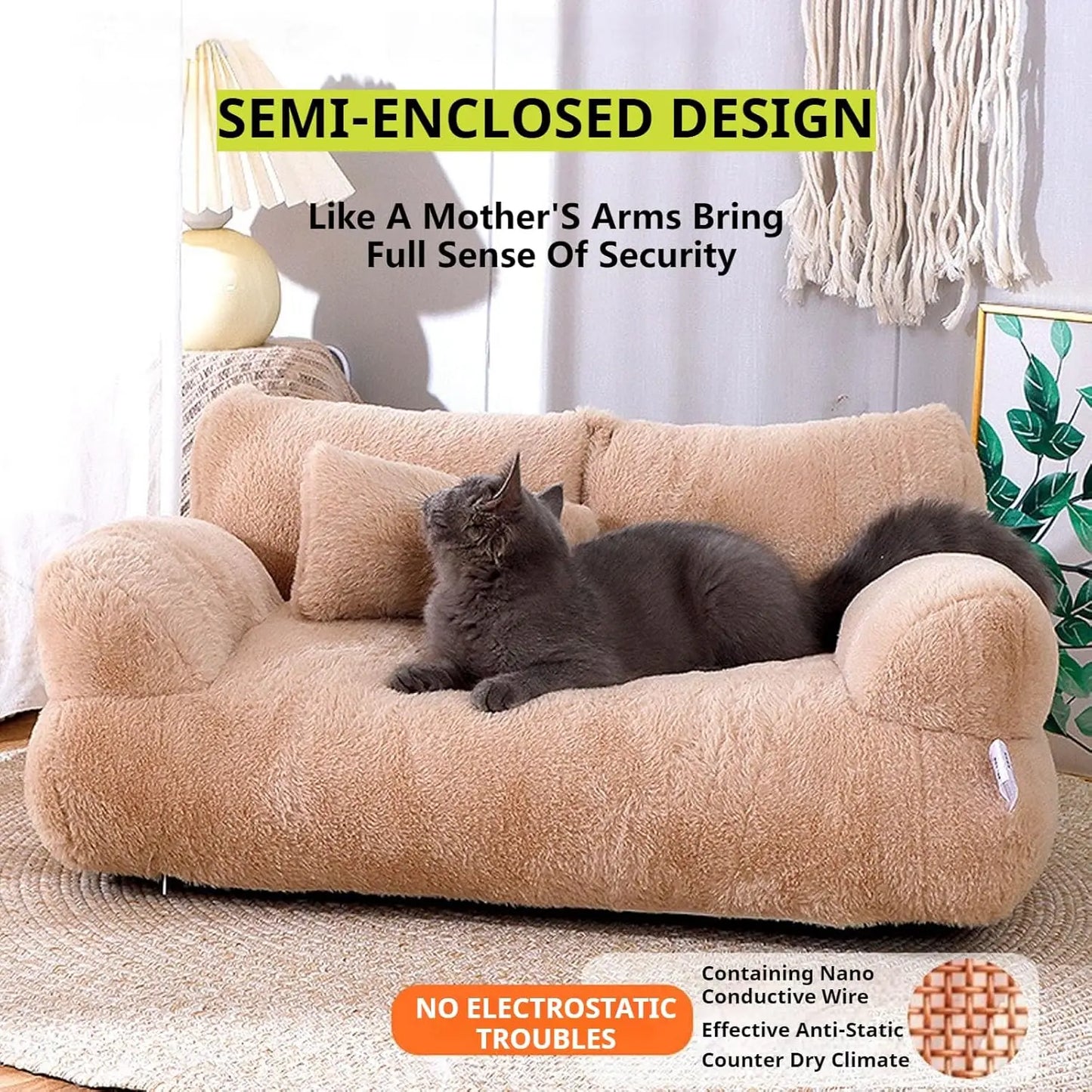Pet Sofa Bed Plush Memory Foam For Cats And Small Dogs