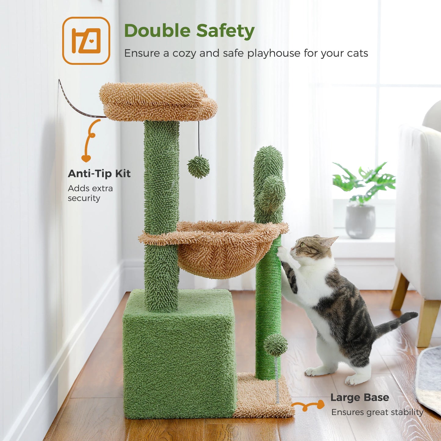 Cactus 4 In 1 Indoor Cat Tree With Oversized Condo