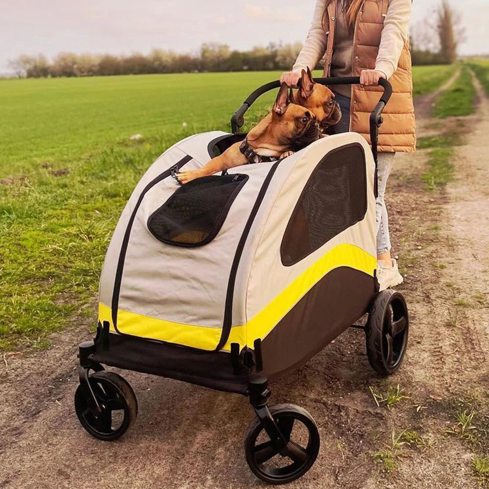 Premium Four Wheel Dog Stroller Foldable Cart For All Sizes