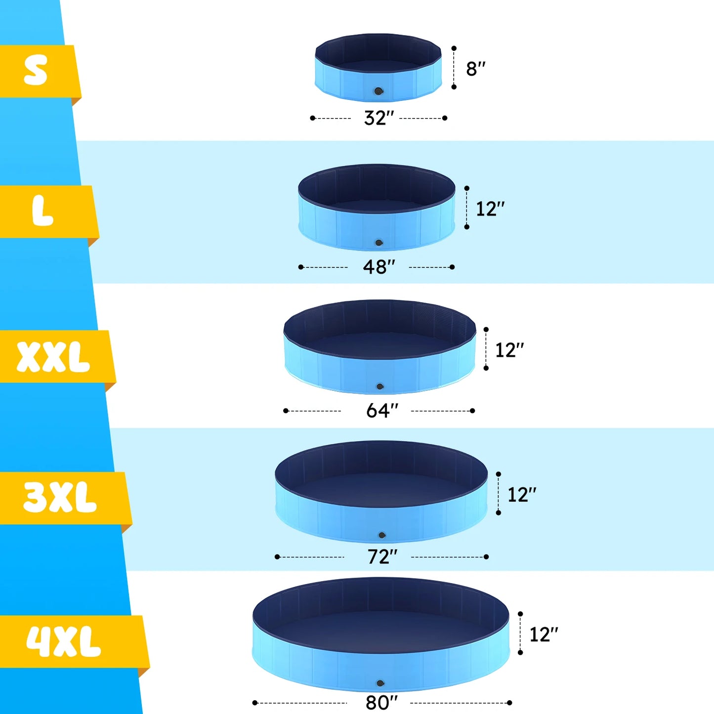 Foldable Pet Pool With Anti Slip Hard Plastic Collapsible
