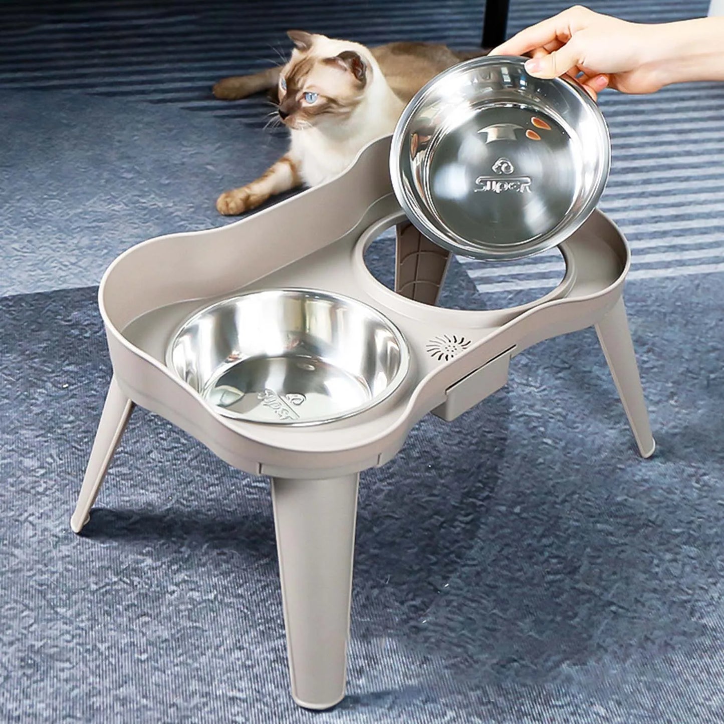 Stainless Steel Elevated Dog Bowl Non Slip No Spill Design