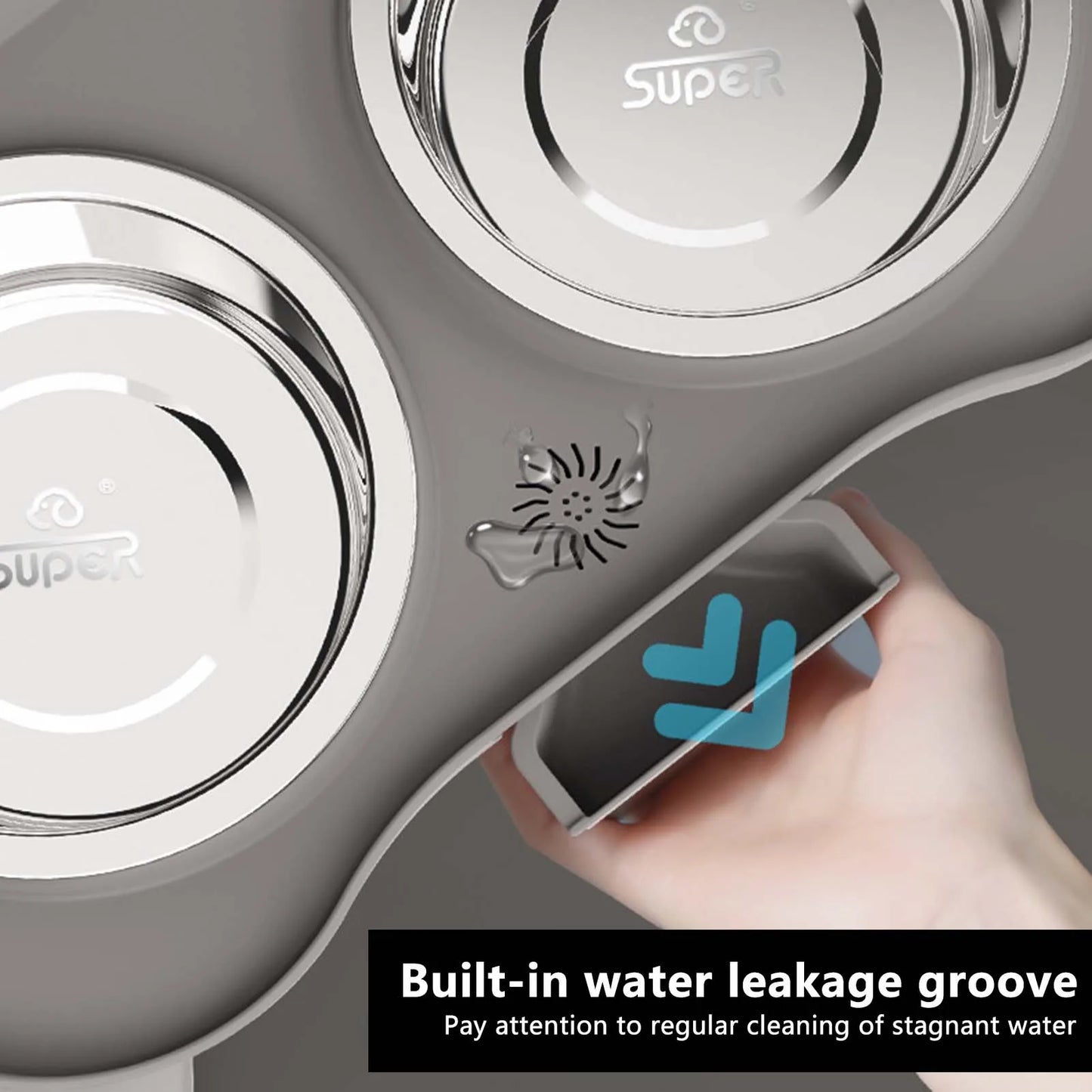 Stainless Steel Elevated Dog Bowl Non Slip No Spill Design