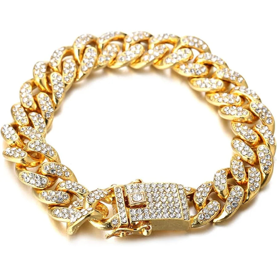 Hign Concerned Iced Diamond Cuban Link Cat Collar For Cats