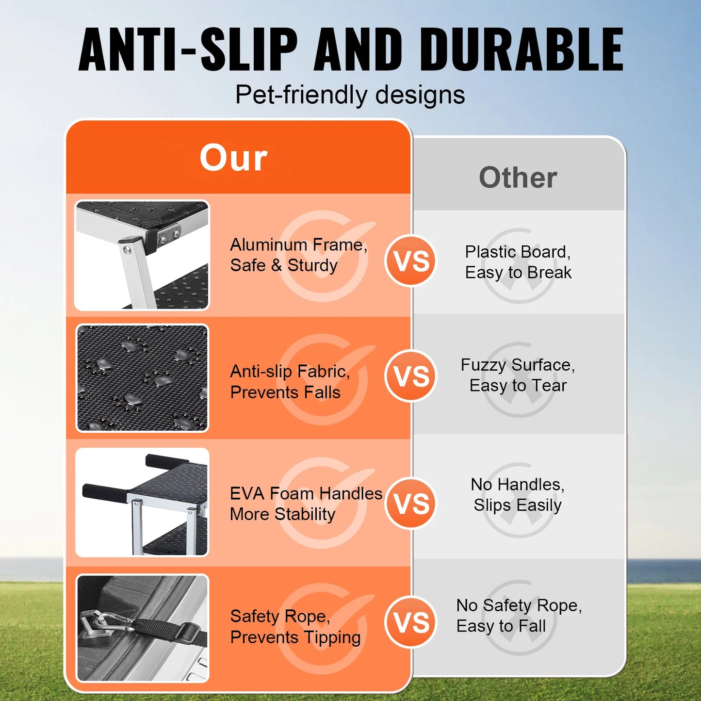 SucceBuy Dog Car Steps Folding Portable Aluminum 150 Lbs