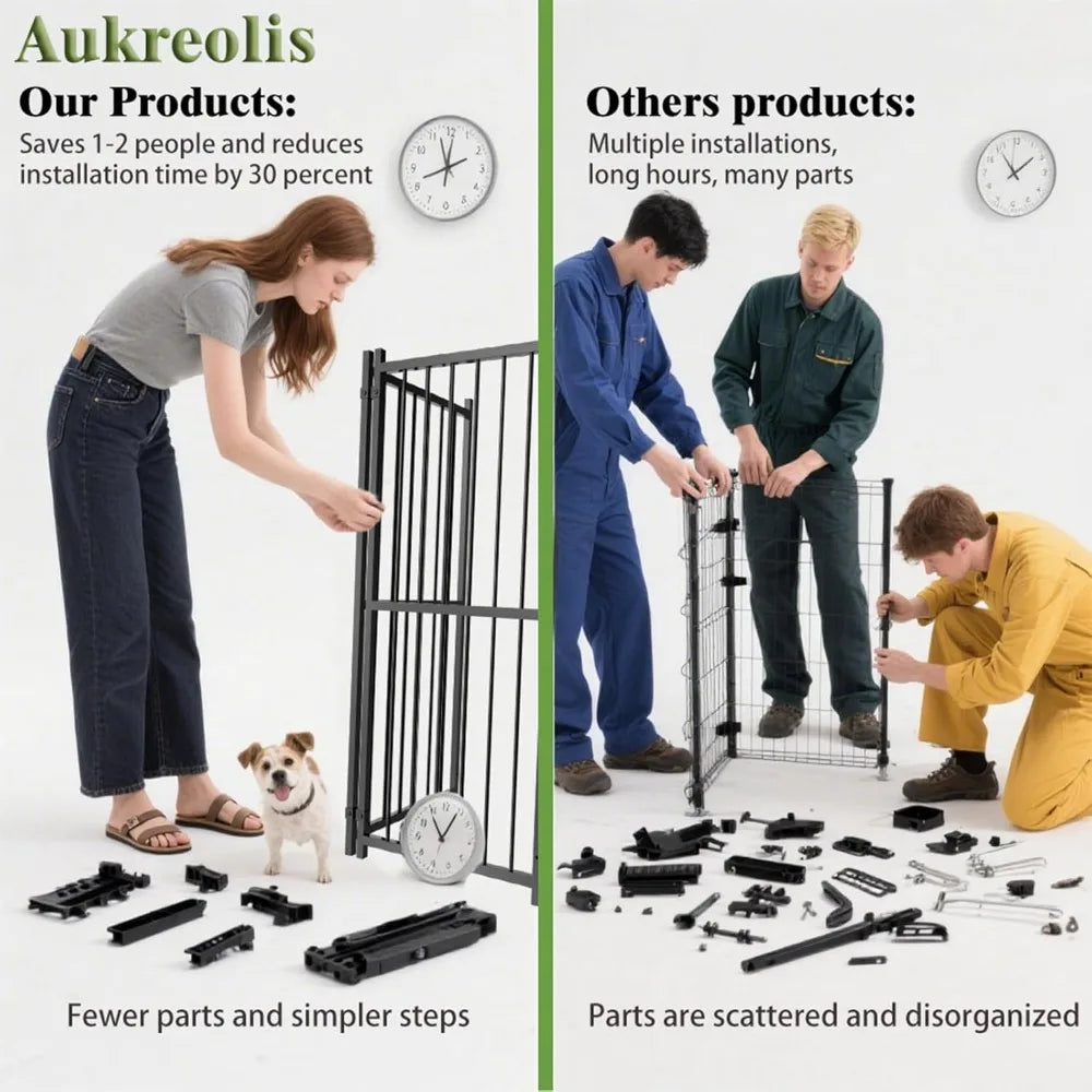 Heavy-Duty Outdoor Dog Kennel - 10x14FT Enclosed Run with Roof, Feeding Door, and Double Locks for Pet Safety