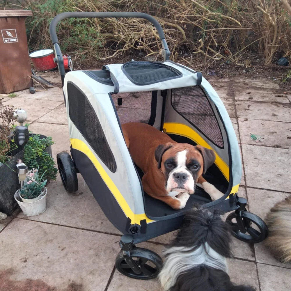 Premium Four Wheel Dog Stroller Foldable Cart For All Sizes