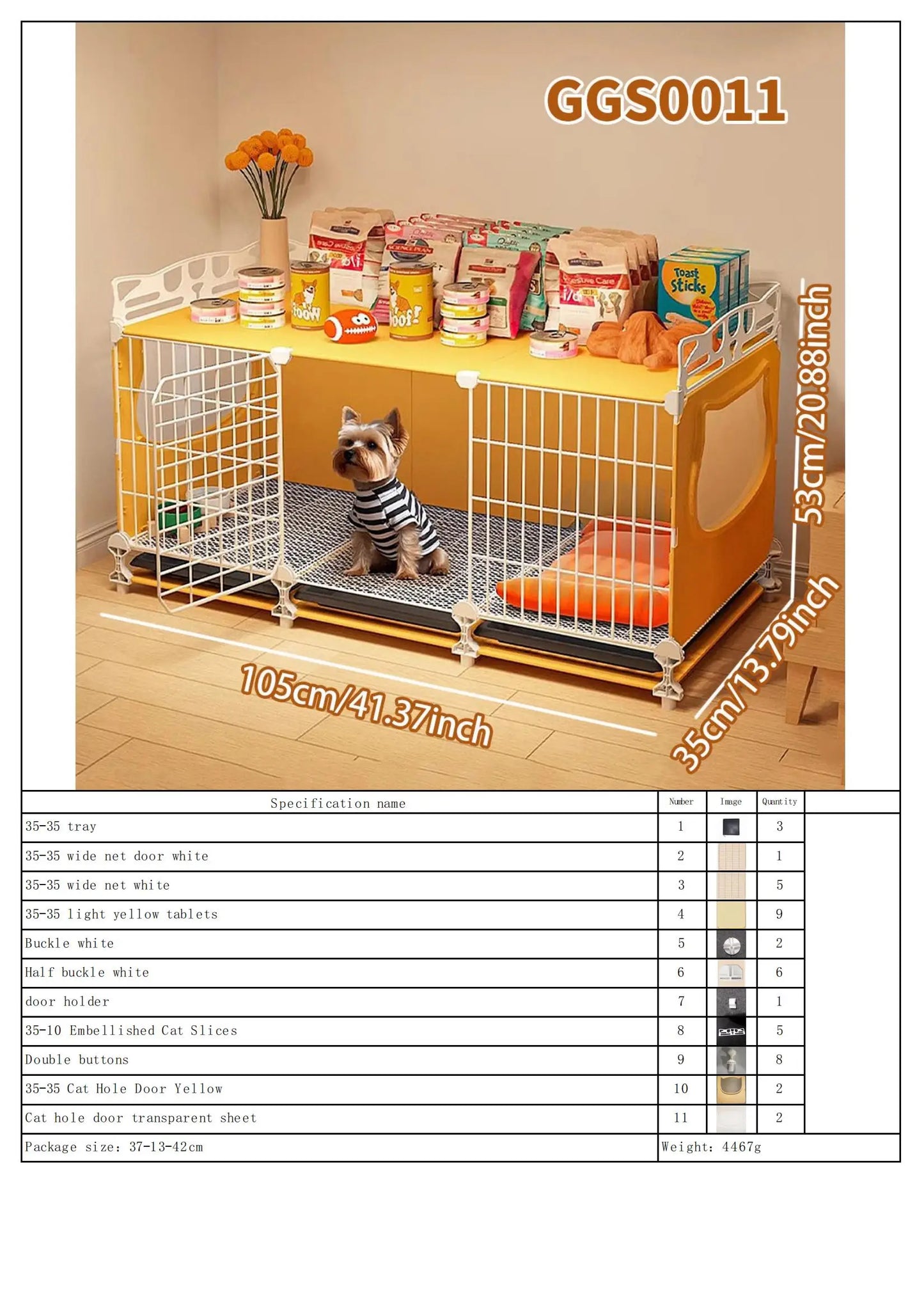 Dog Cage with Tray for Small Dogs Like Pomeranian, Teddy, Bichon, Pet Kennel for Autumn and Winter, Warm Dog Bed for Small Dogs with Separate Toilet