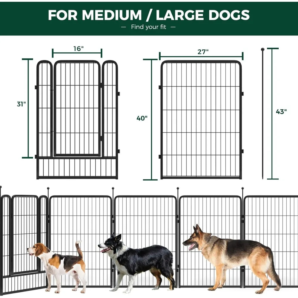Dog Fence for Yard, RV Camping, 40 Inches 16 Fences for Medium and Large Dogs