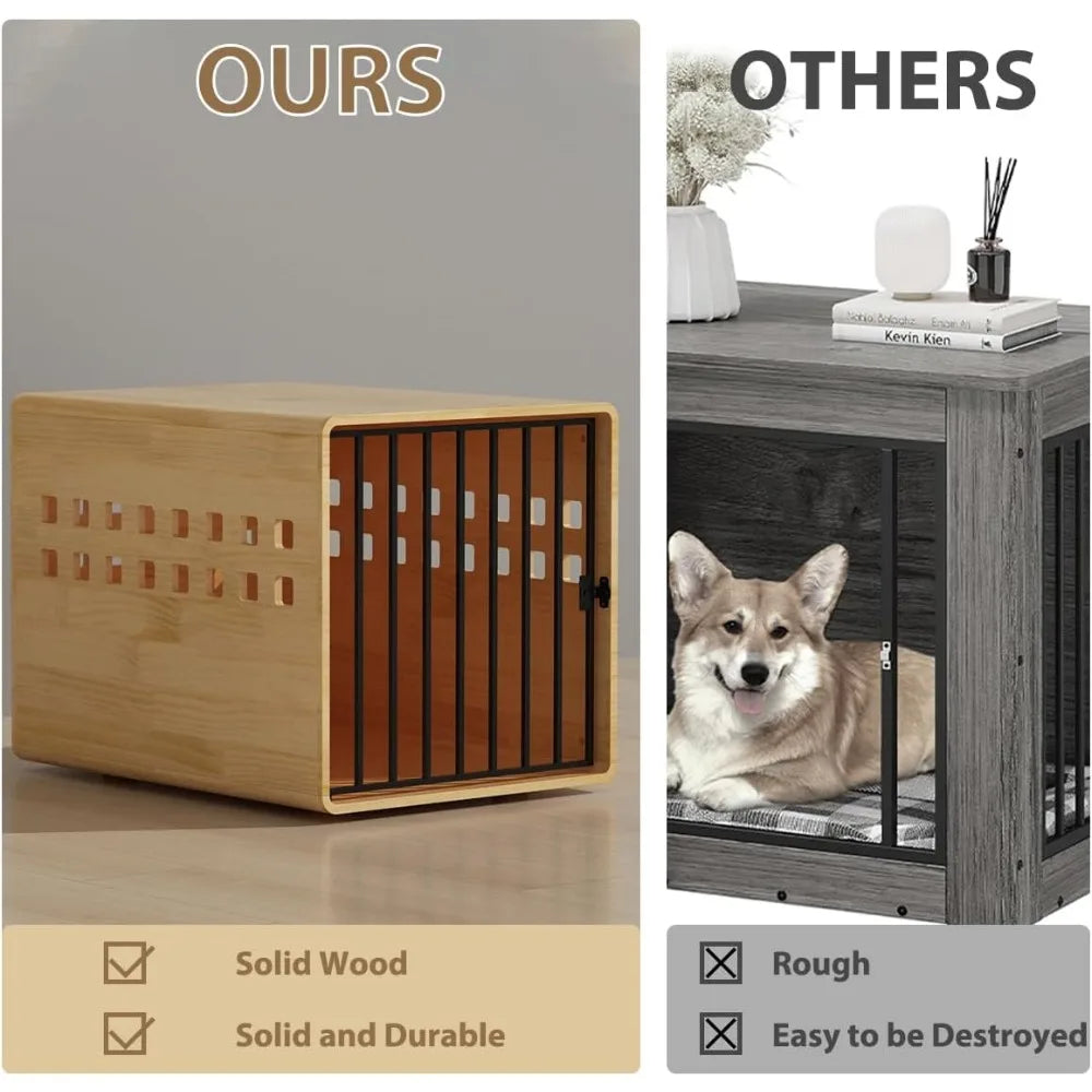 Furniture Dog Crate for Medium & Small, Solid Wood Puppy Crates for Small Indoor, Decorative Dog Kennel Indoor with Door