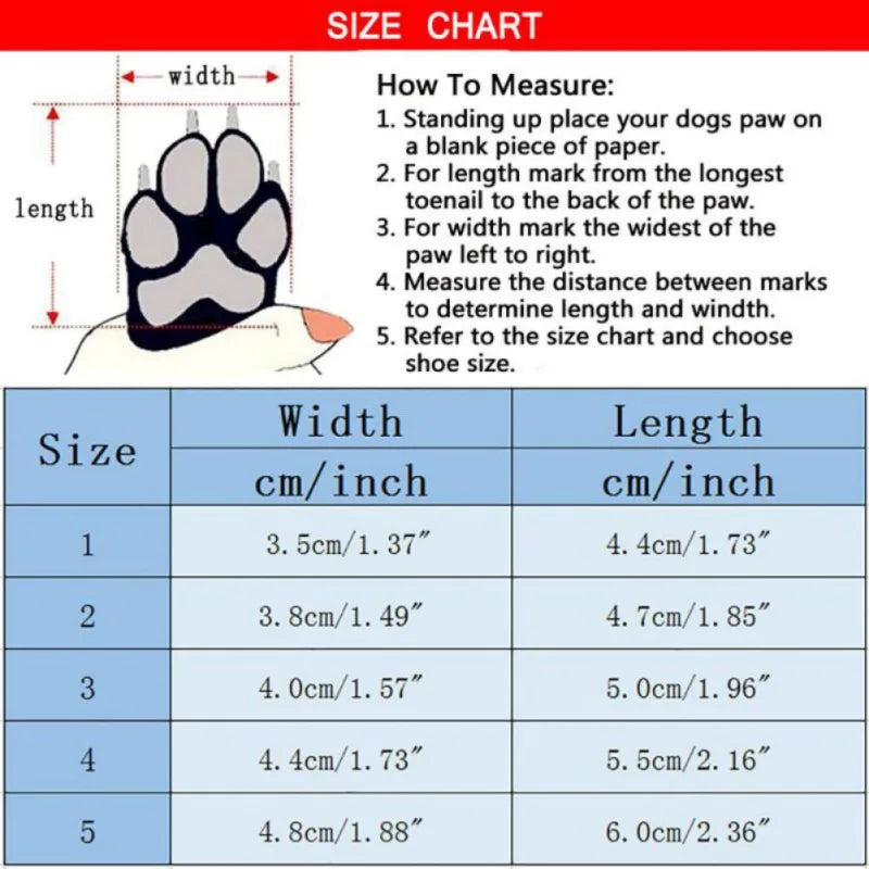 4Pcs/set Pet Dogs Winter Rain Shoes Waterproof Dog Snow Boots