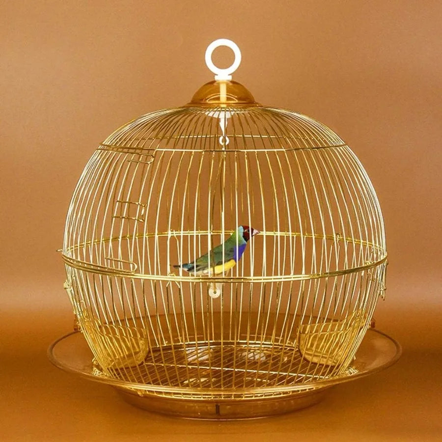 Bird Cage for Parakeets and Canaries Elegant Retro Golden Design Affordable Luxury Home Decor for Doves and Parrots Ideal for I