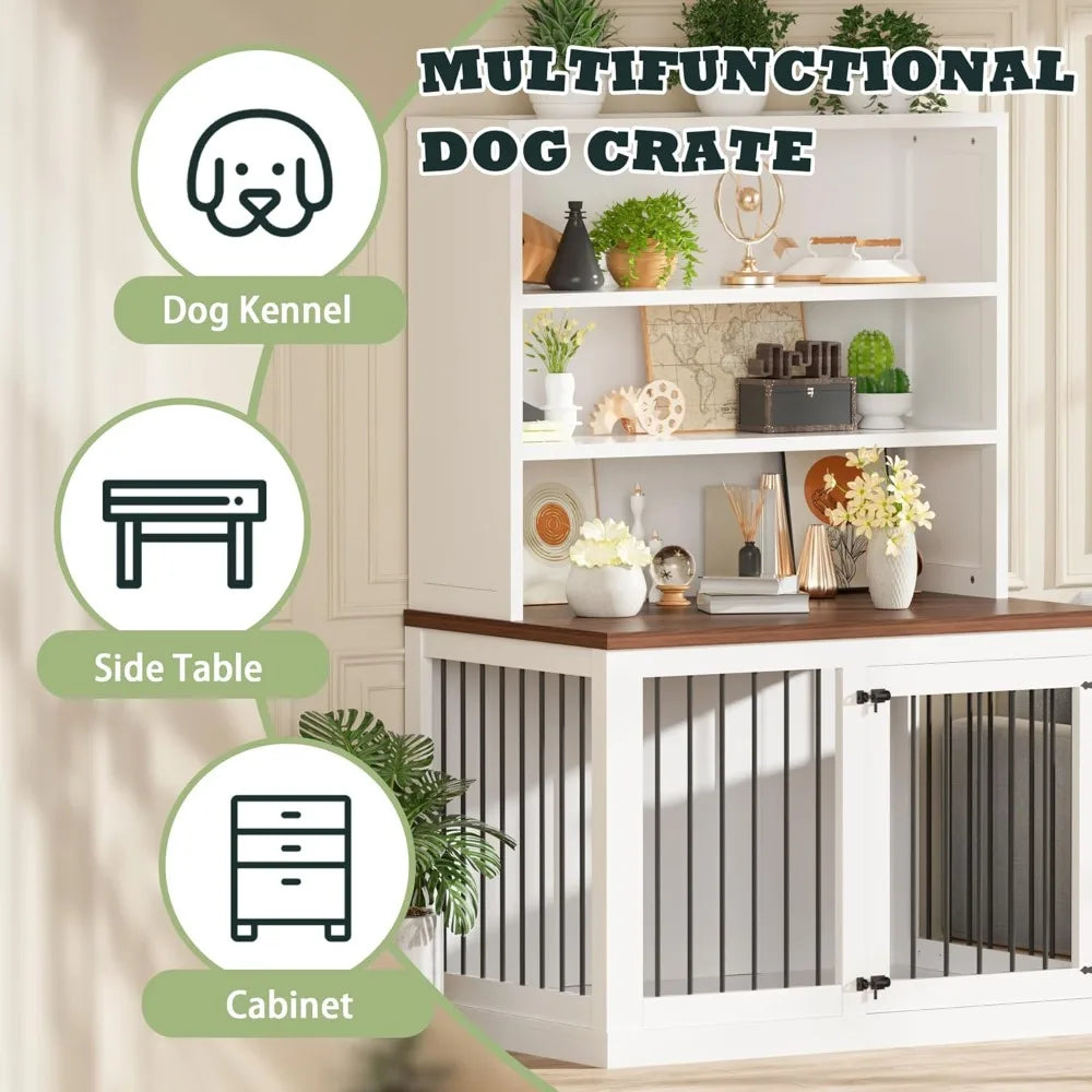 43 inches Furniture Style Dog Crate Wooden Dog Cage Indoor Heavy Duty Dog Kennel Decorative Pet Crate End Table for Large Medium