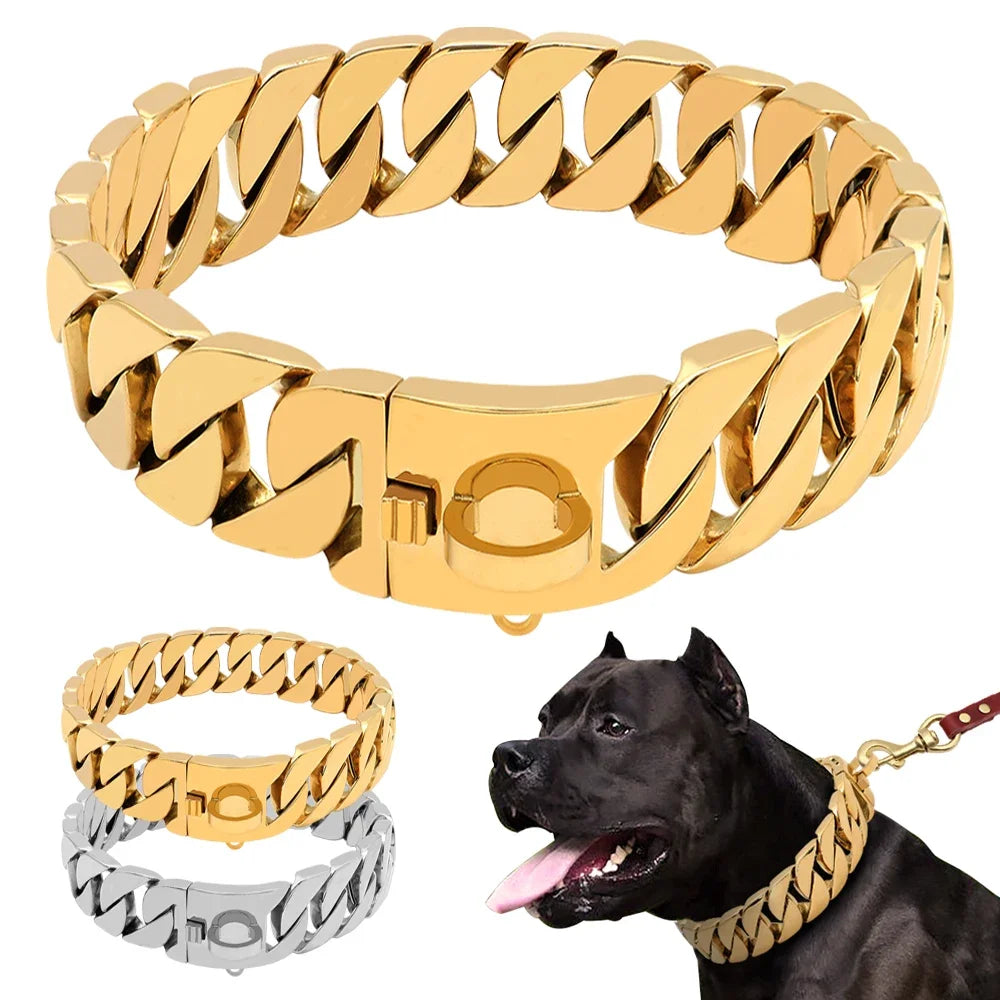 Stainless Steel Dog Chain Collar For Large Pitbull Bulldog