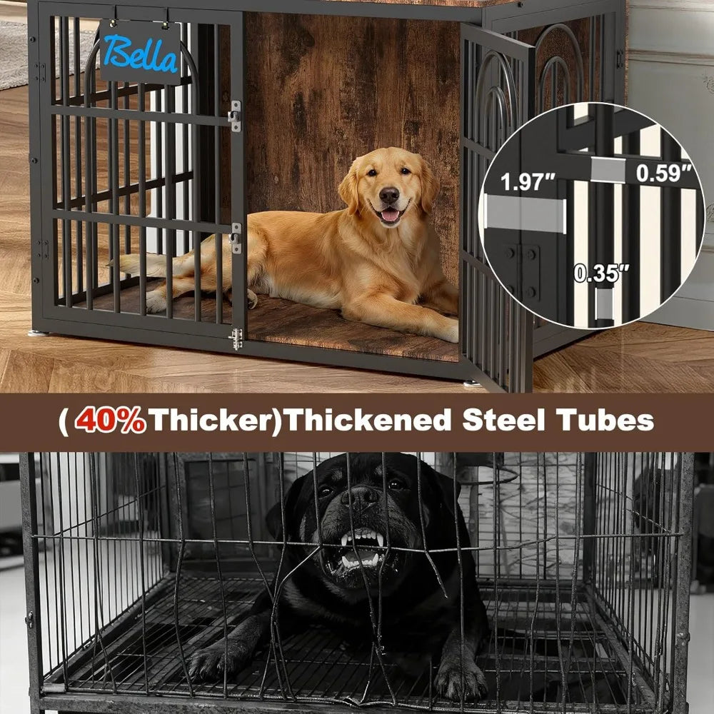 32" Dog Crate Furniture, Heavy Duty Dogs Crates, Doges Kennel Furniture Indoor for Small Dogs as TV Stand, Wooden Cage End Table