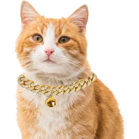 Hign Concerned Iced Diamond Cuban Link Cat Collar For Cats