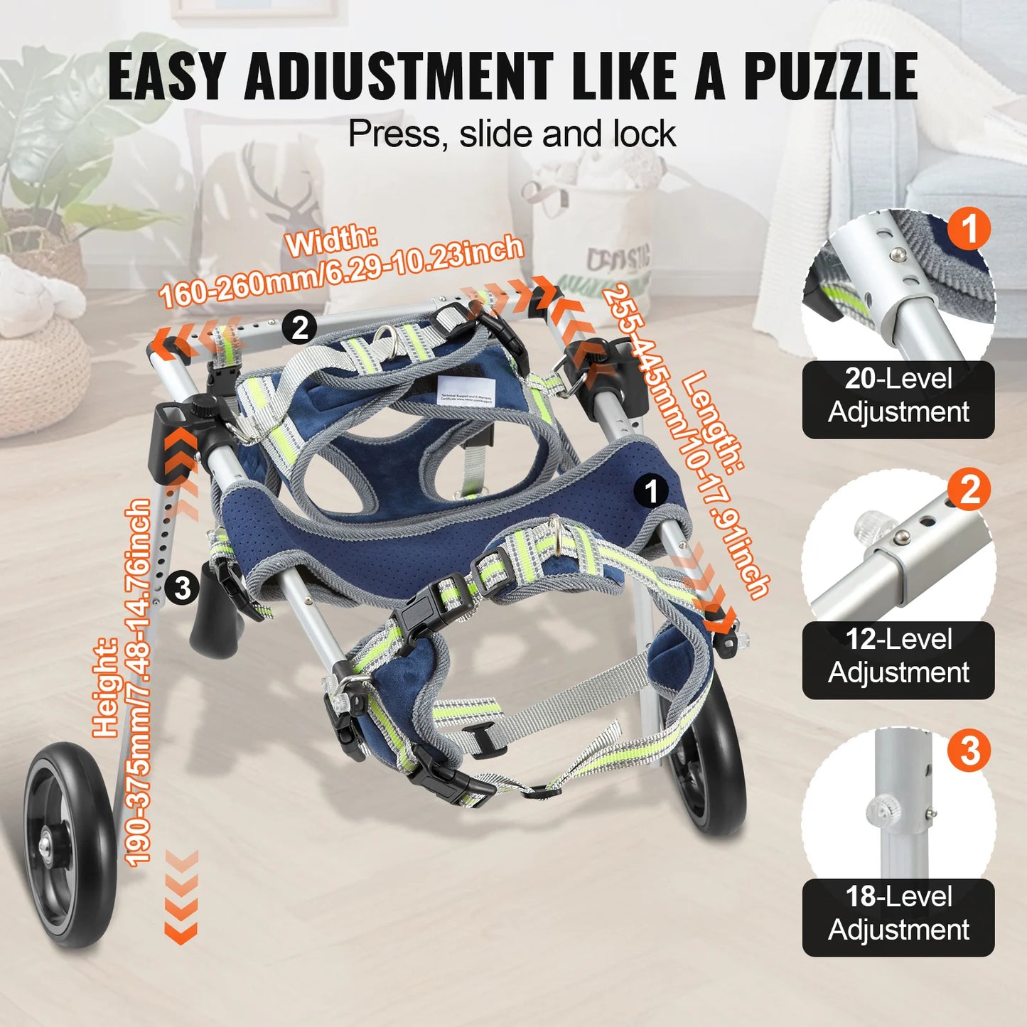 SucceBuy Dog Wheelchair 2 Wheels for Hind Leg Pets Now