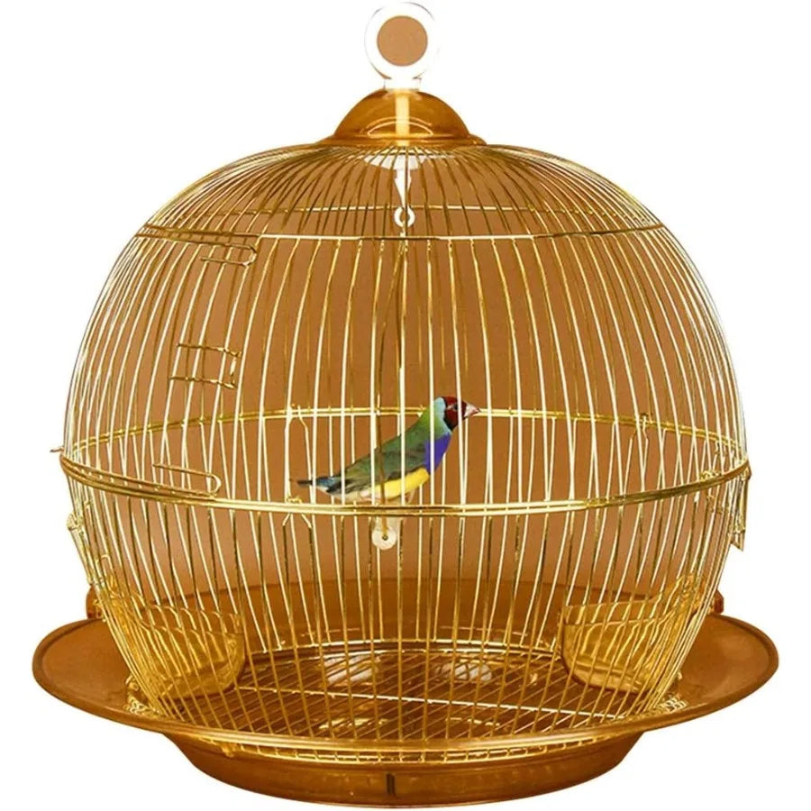 Bird Cage for Parakeets and Canaries Elegant Retro Golden Design Affordable Luxury Home Decor for Doves and Parrots Ideal for I