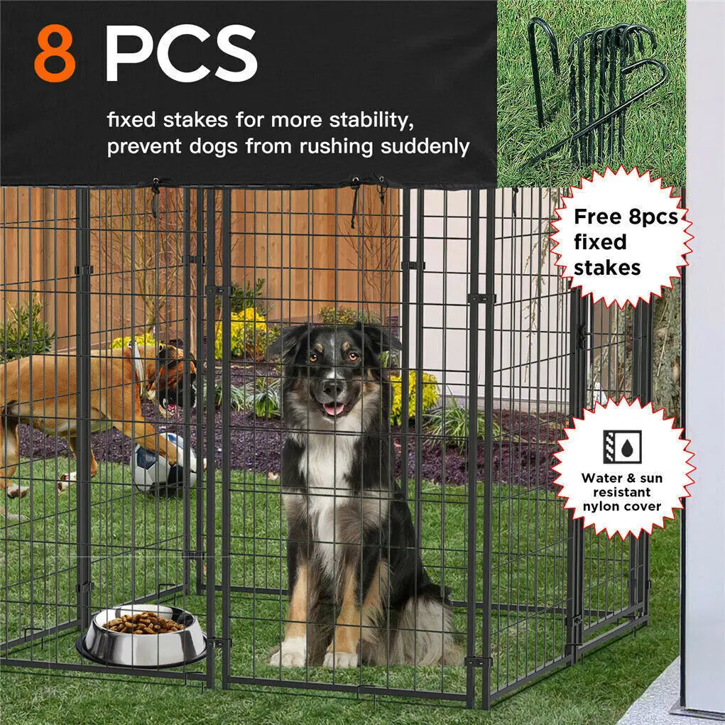 Oversize Dog Cage With Roof Outdoor Run Enclosure Fence