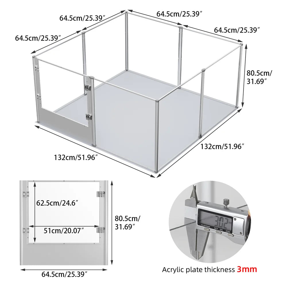 1Pc Large Acrylic Dog Playpen Cage Whelping Pen Box Indoor Enclosure Pet Clear Fence Puppy Playpen with Waterproof Fertility Pad