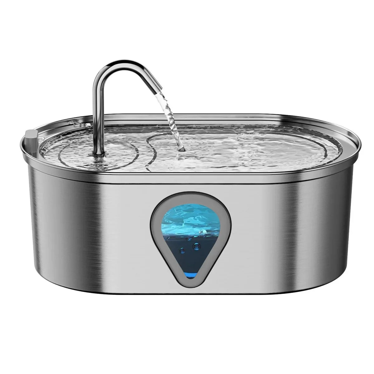 3.5L Stainless Steel Cat Water Fountain Auto Cat Fountain with Water Level Window Automatic Pet Dispenser for Multiple Cats Dogs