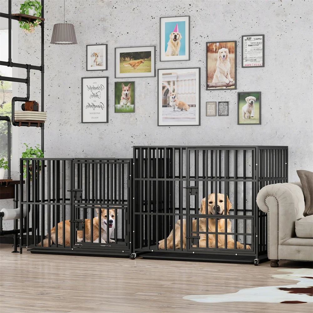 BORWARTH Large Dog Crate Stackable With Removable Tray