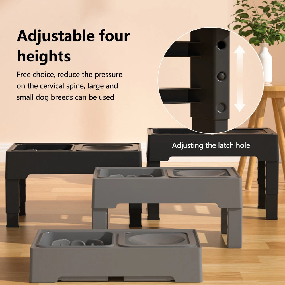 3 In 1 Stainless Steel Pet Slow Feed Water Bowls Set