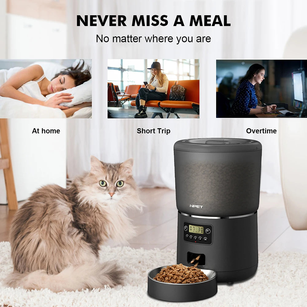NPET 4L Automatic Smart Pet Feeder Stainless Steel Bowl