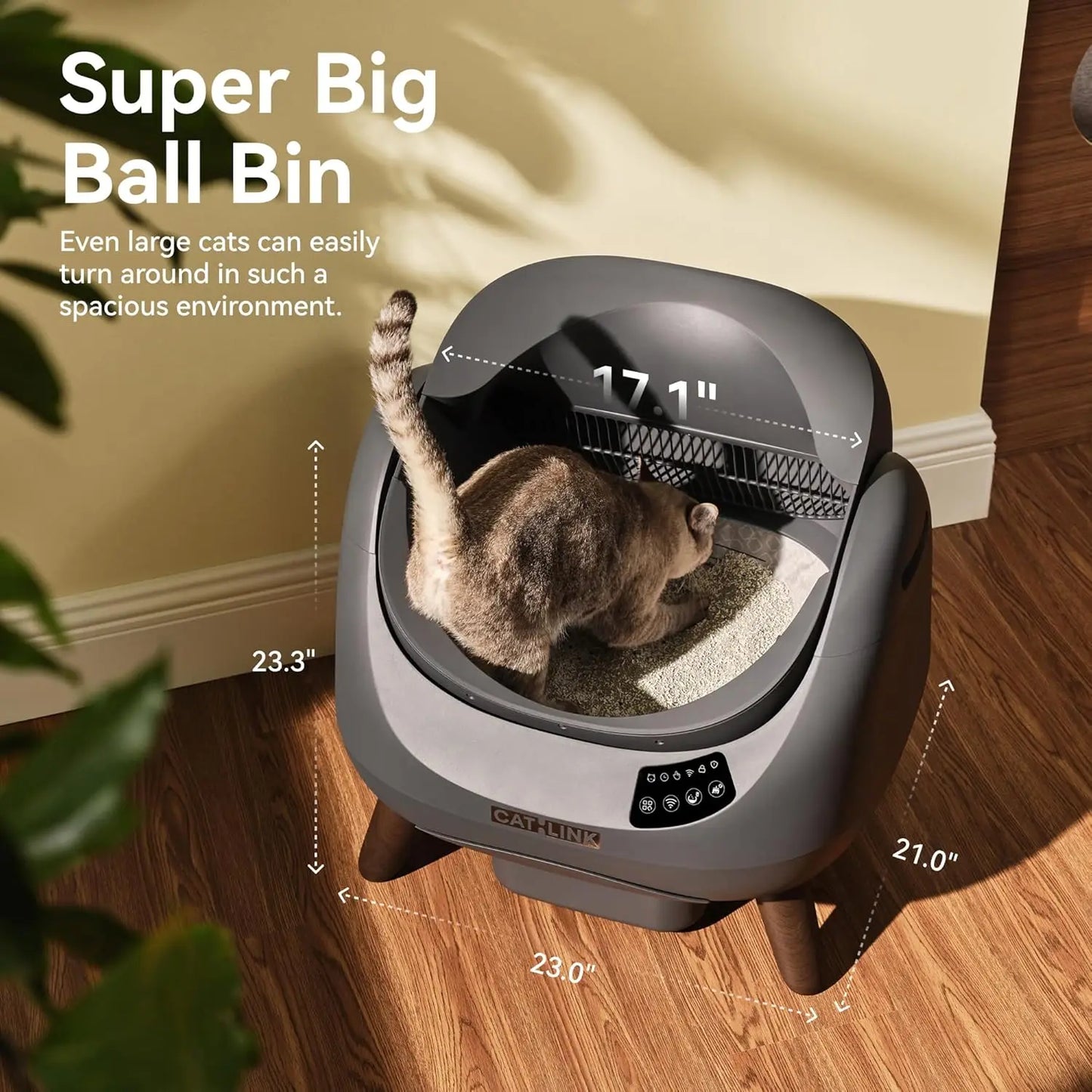 Self Cleaning Cat Litter Box, Open Top Automatic Litter Box, Safe Anti-Pinch, AI Waste Analysis Health Monitor for, Customized