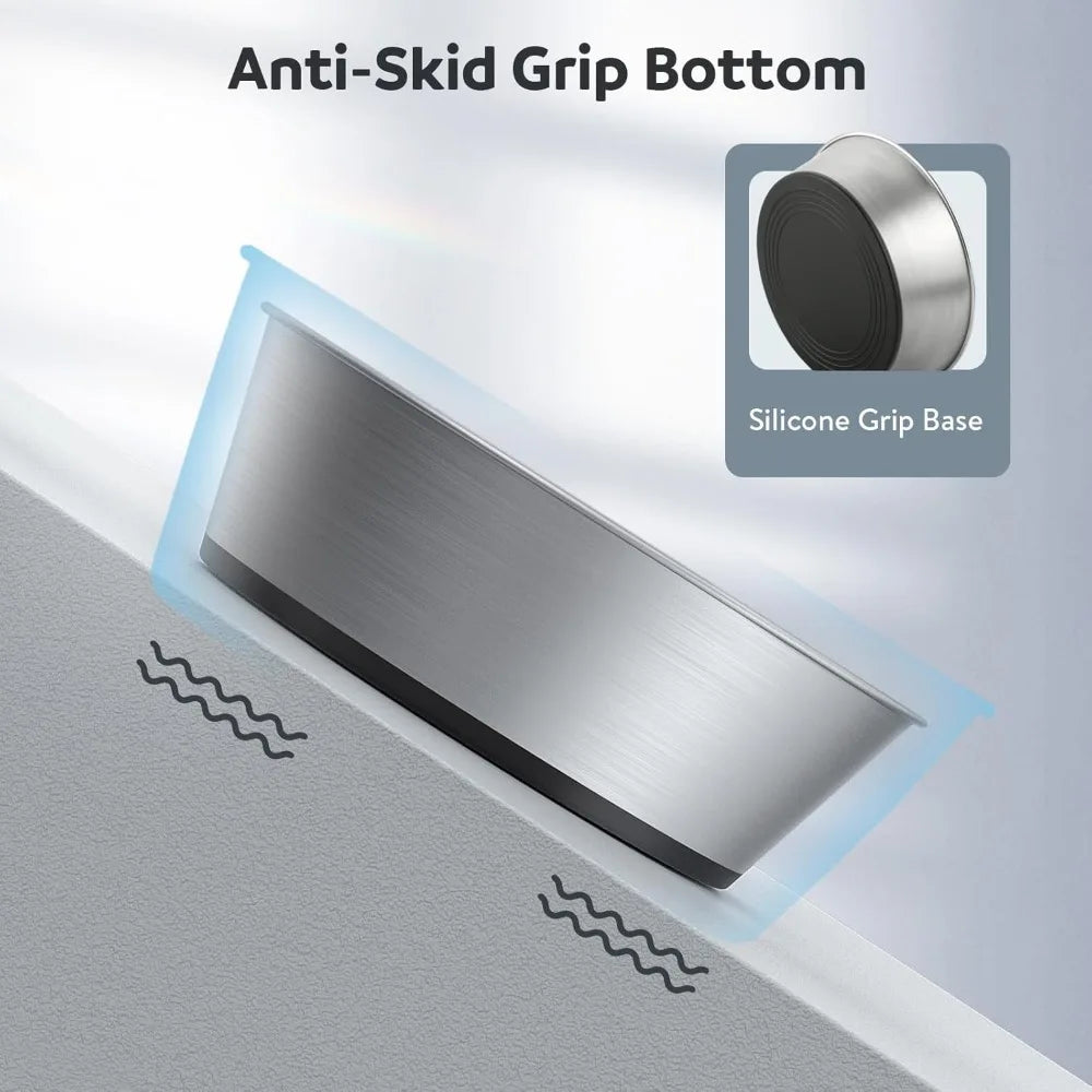 Breed 304 Stainless Steel Dog Bowls Set of 2 Non Slip Base