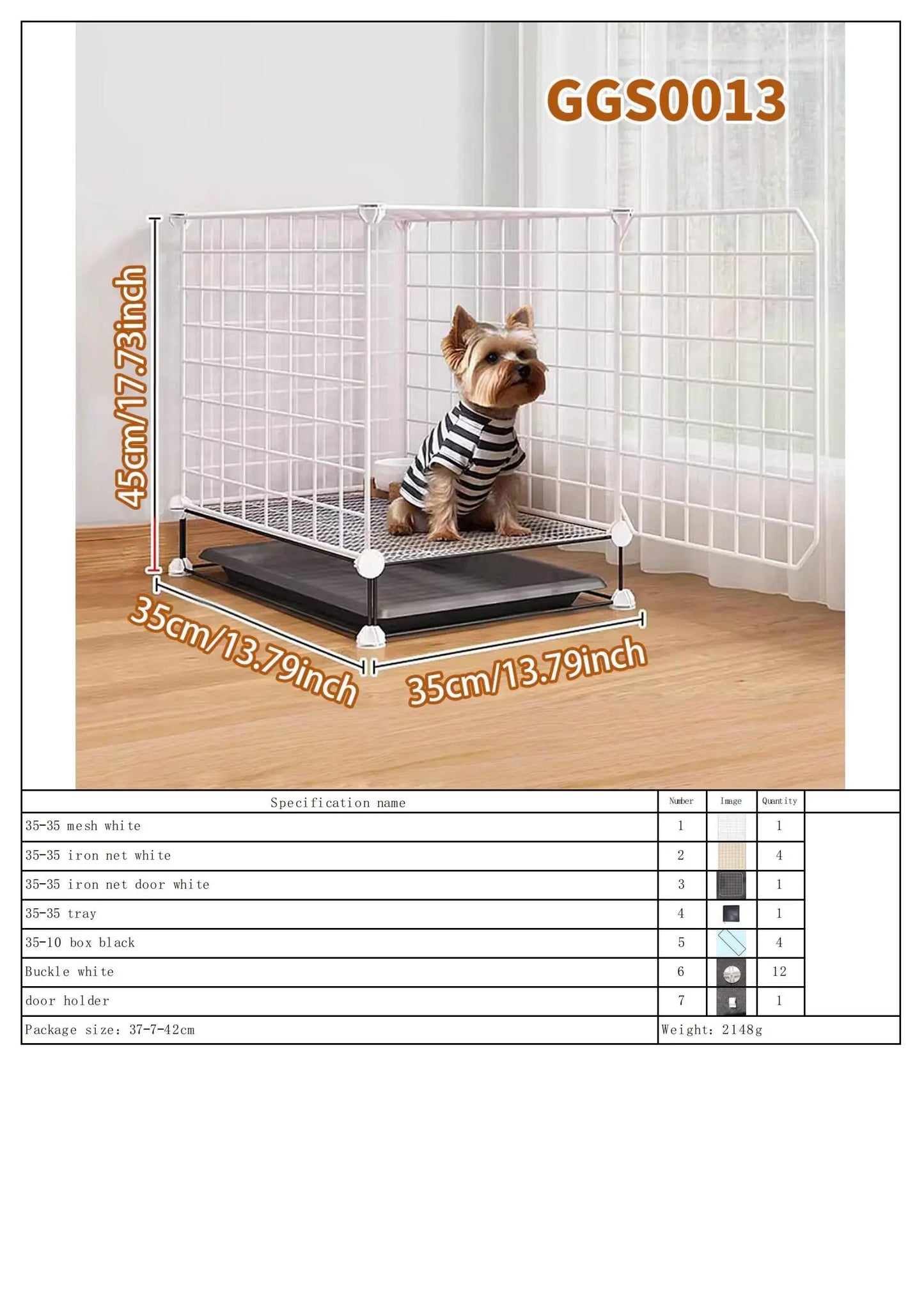 Dog Cage with Tray for Small Dogs Like Pomeranian, Teddy, Bichon, Pet Kennel for Autumn and Winter, Warm Dog Bed for Small Dogs with Separate Toilet